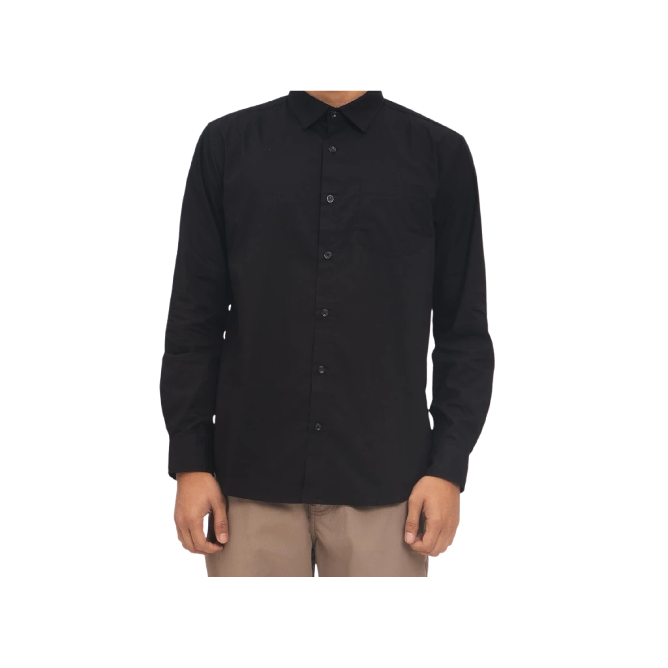 M231 Kemeja Pria Basic Polos Oxford Panjang Warna Hitam  ｜ 1468D