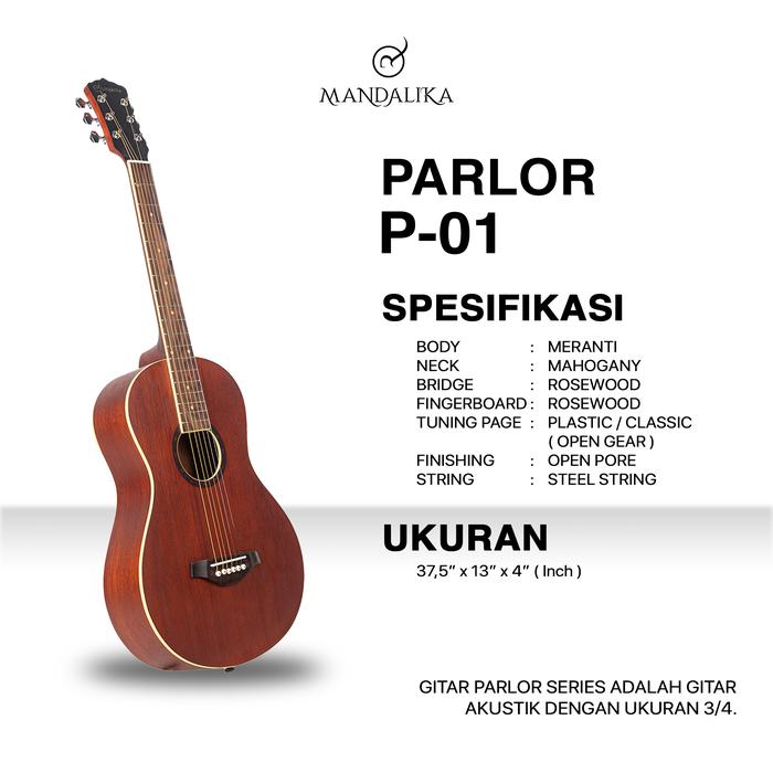 Mandalika Parlor Gitar Akustik 3/4 3