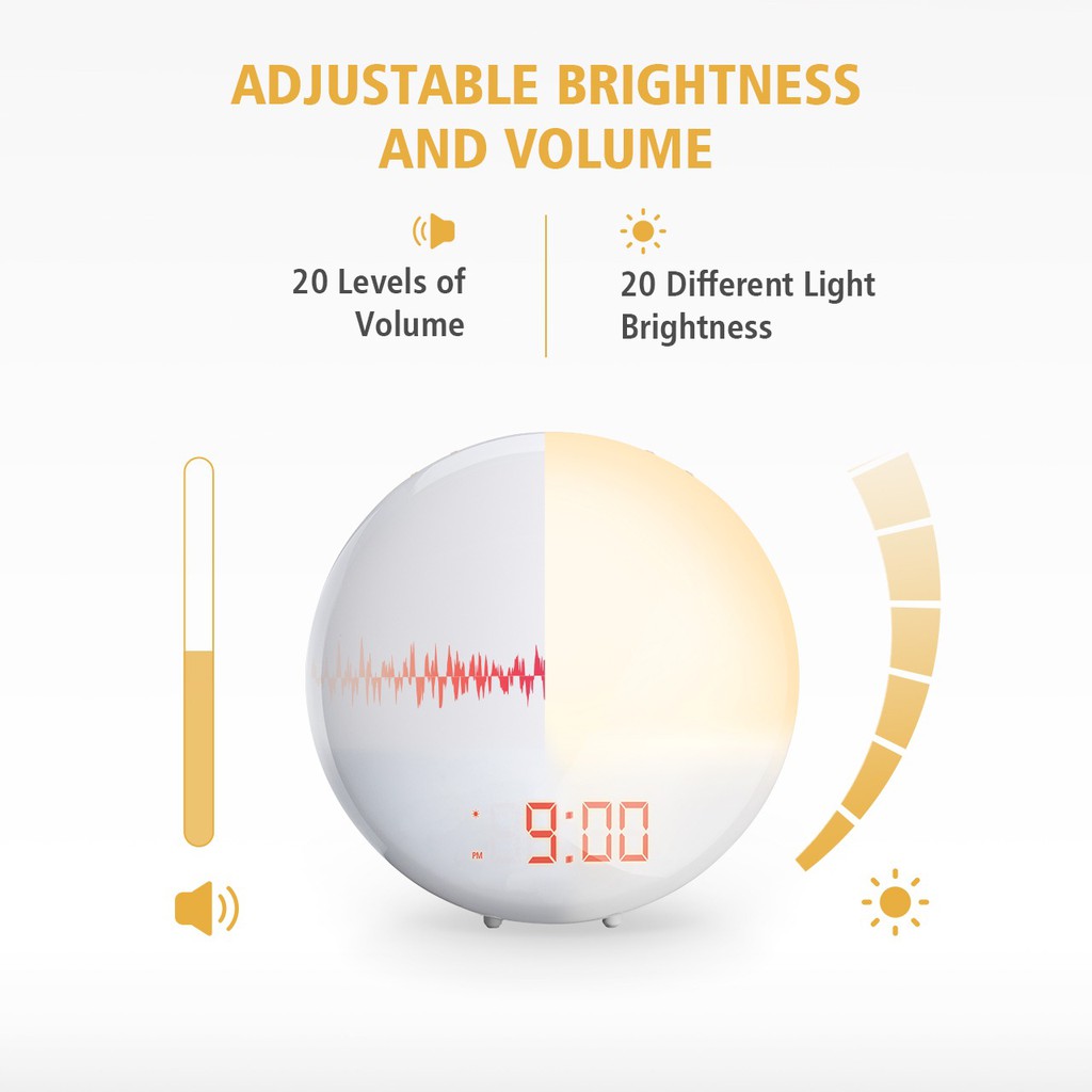 MPOW Pictek Wake Up Light Alarm Clock Sunrise Light 2