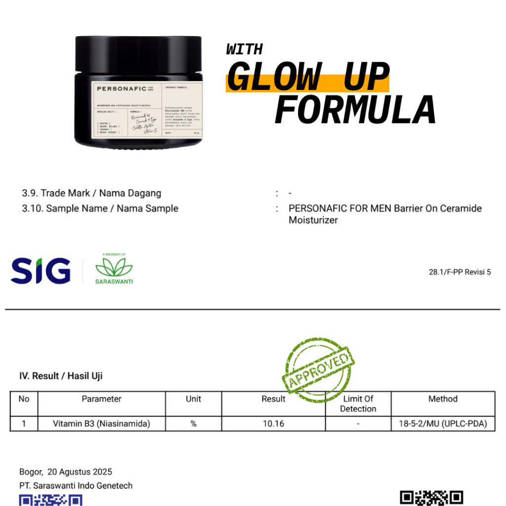 Persona Esensial Indonesia PERSONAFIC for Men Barrier On Ceramide Moisturizer