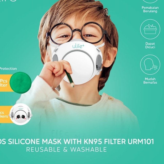 Uneed Ulife+ Masker KN95 Anak Bahan Silikon Reusable Washable URM101