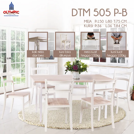 OLYMPIC  Dining Table - Simpsons Series - Minimalis Krem DTM 505 P-B