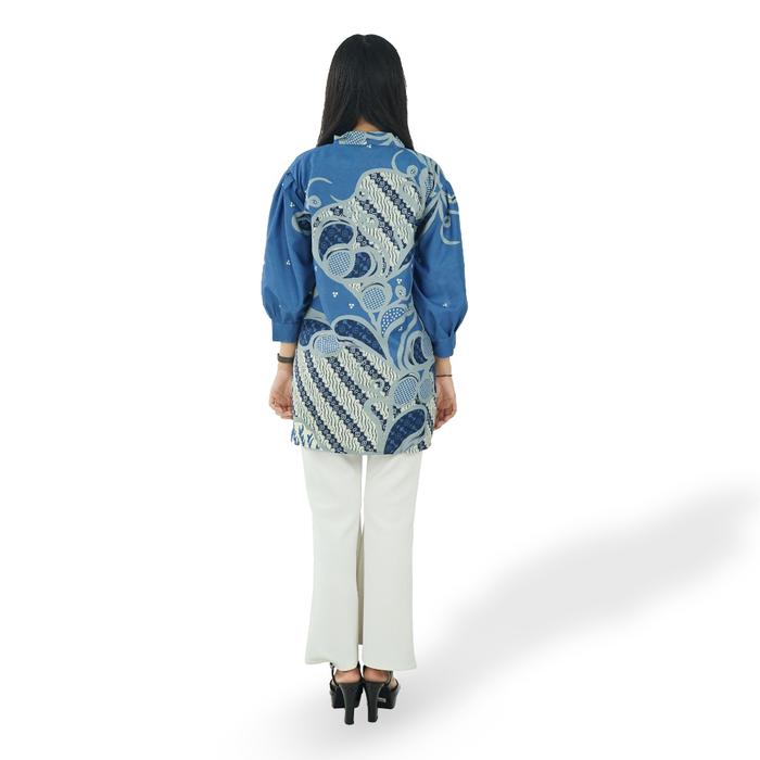 BT Batik Trusmi Batik Trusmi Blouse Batik Motif Liris Biru