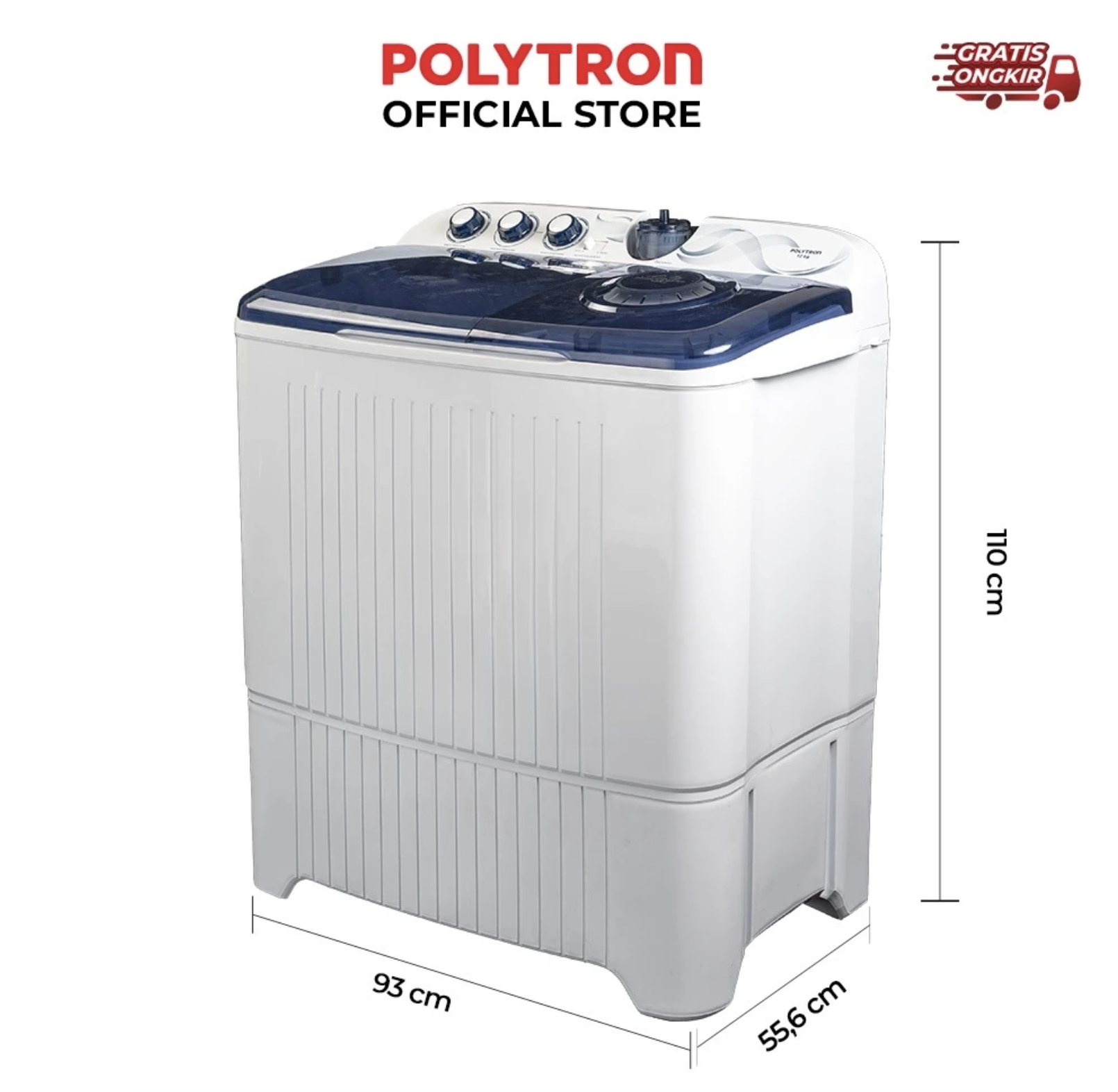 Hartono Istana Teknologi Polytron Mesin Cuci Primadona Giant 2 Tabung 14 kg PWM 1403X