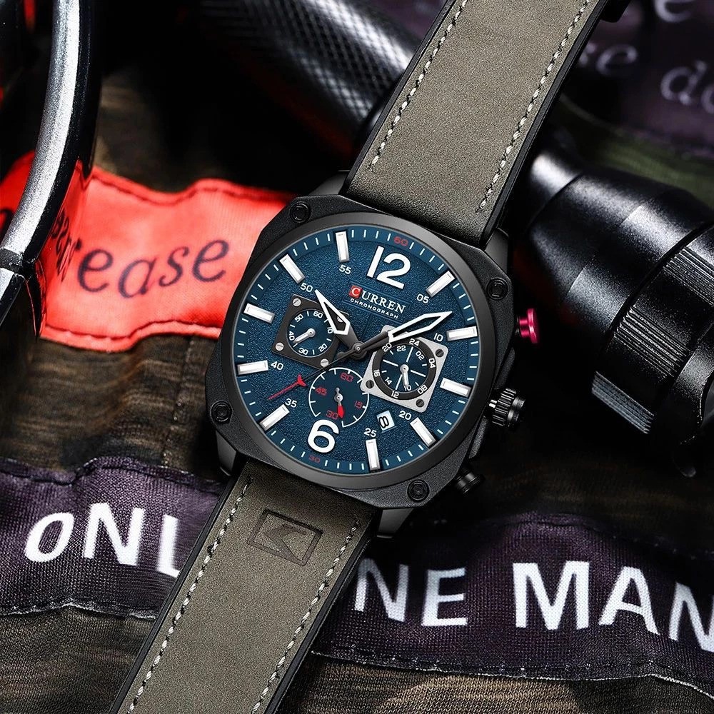 Curren Original Brand Leather Straps Wrist Watch for Men 8398 