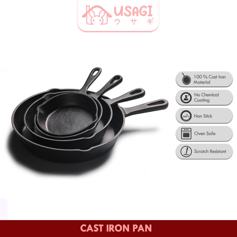  Usagi Cast Iron Fry Pan Skillet 