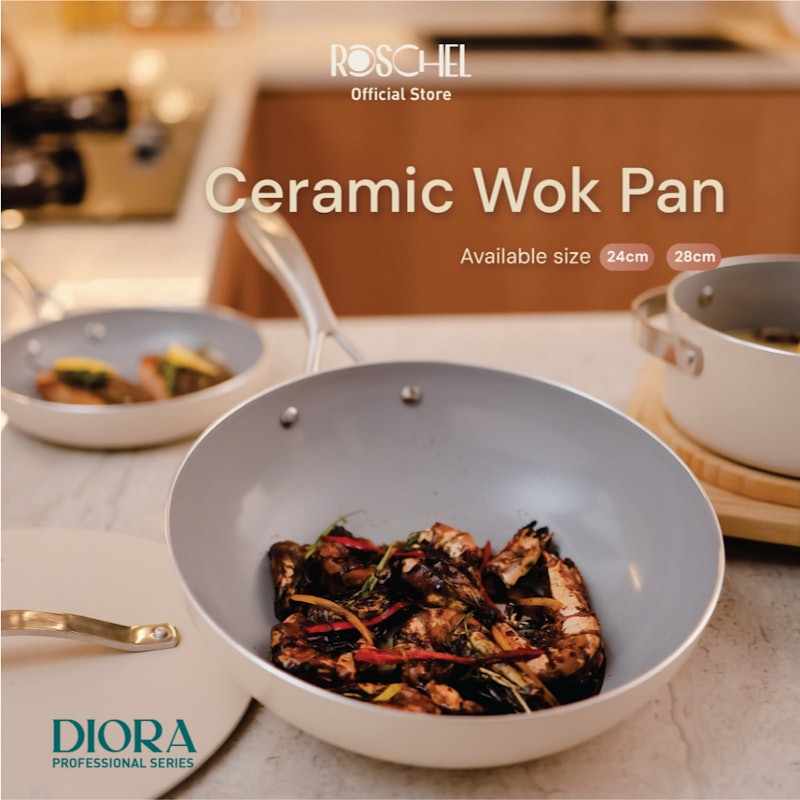 Roschel Diora Professional Wok Pan + Lid 28 cm 3