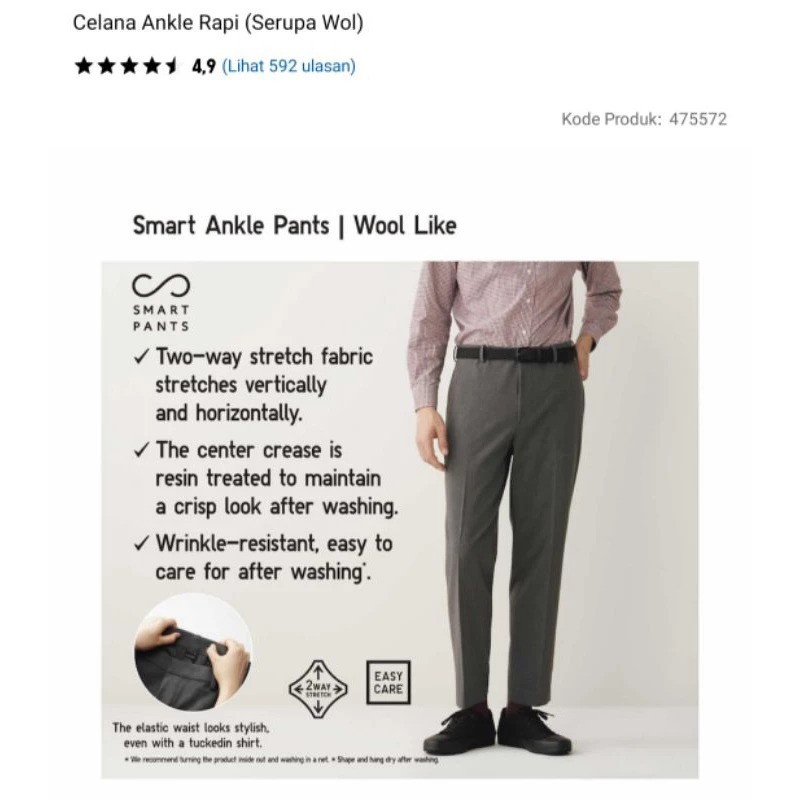 Fast Retailing Indonesia Uniqlo Celana Ankle Rapi Serupa Wol