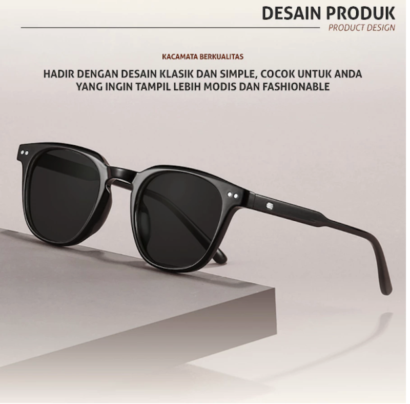 Colore.in Sunglasses Retro Style Black 6022S