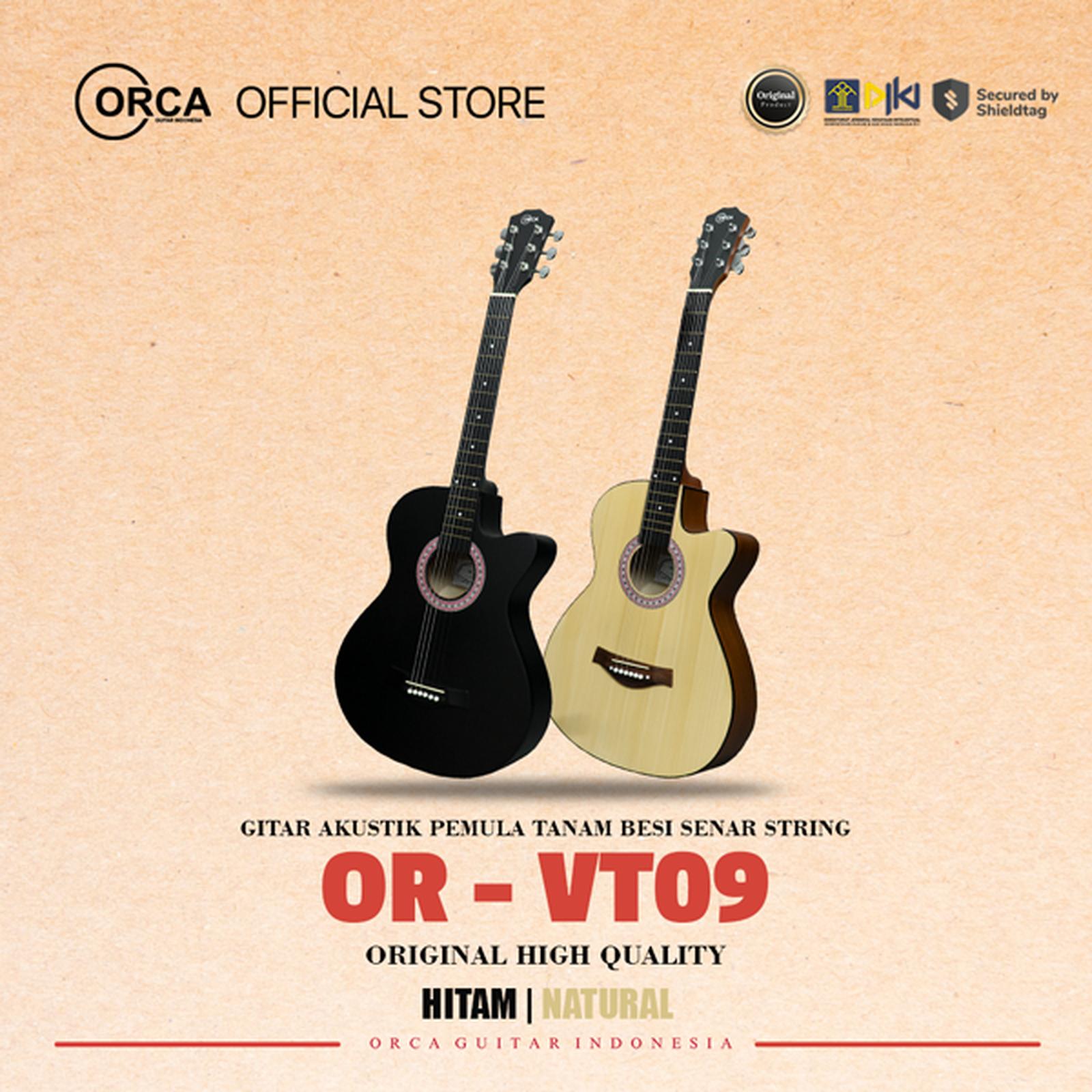 Orca Gitar Akustik Pemula Tanam Besi Hitam OR-VT09