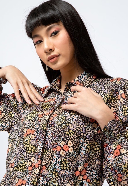 Delamibrands The Executive Printed Long Sleeves Mini Dress