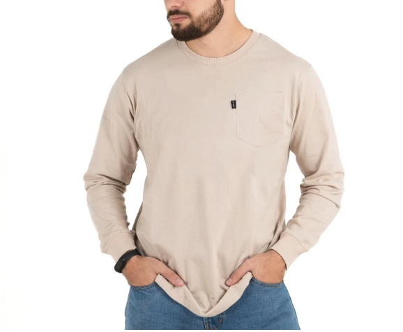  OTSKY Kaos Pria Lengan Panjang Pocket