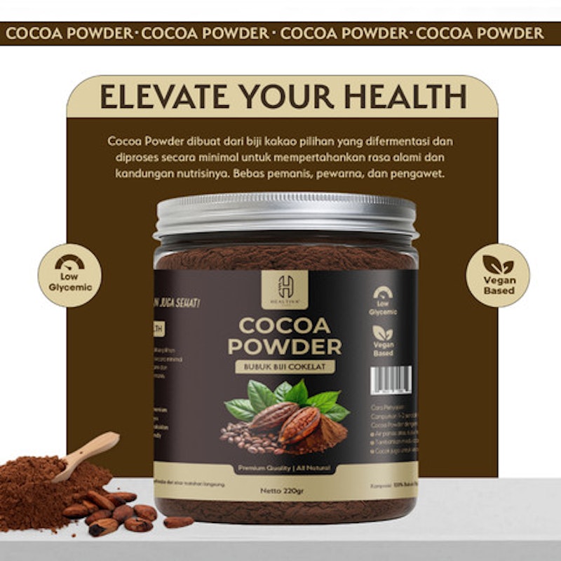 Healtiva Cocoa Powder Premium 100% Cokelat Bubuk 220 g 3