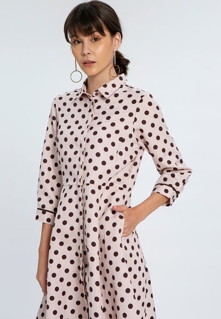 3/4 Sleeves Polka Dress