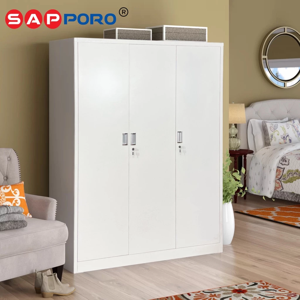 Industri Furniture Indonesia SAPPORO BOLOGNA Lemari Pakaian Besi 3 Pintu Maple