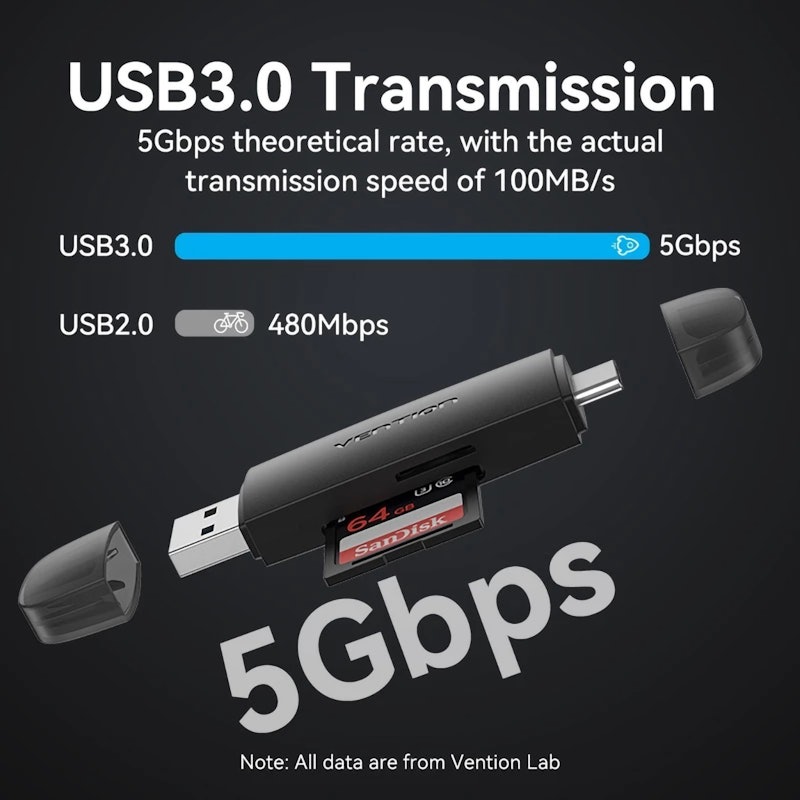 Vention Card Reader USB 3.0 A+C 2-in-1 (SD+TF) 3