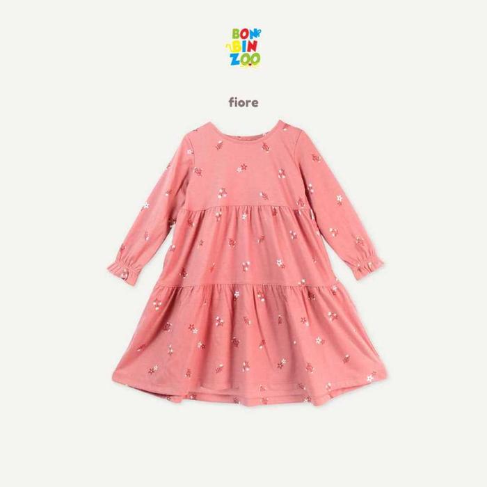 Bonbinzoo Dress Ruffle Anak Perempuan Lengan Panjang 3
