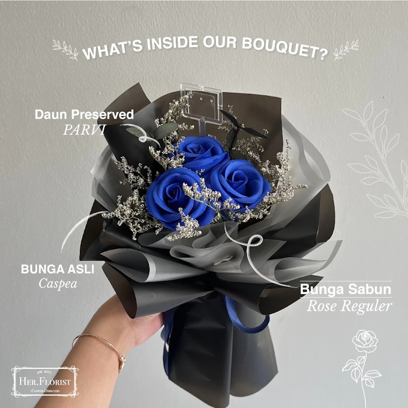 Her.Florist Triple Soap Rose & Dried Flowers Bouquet 2