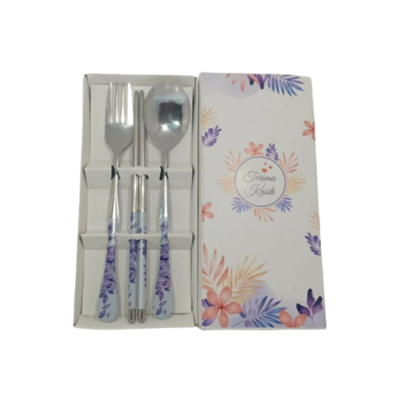 Sendok Set Sakura Kemasan Full Box Motif 2