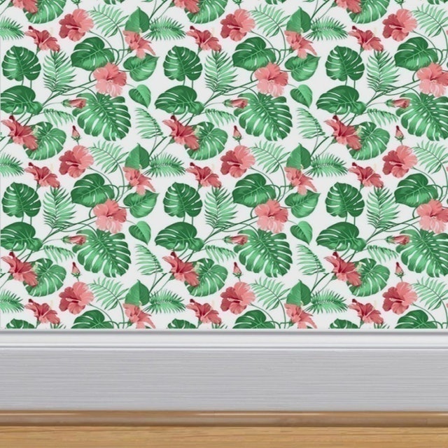  Wallpaper Dinding Motif Bunga Petunia dan Monstera