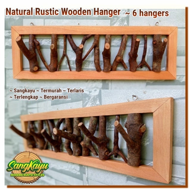 SangKayu Natural Rustic Wooden clothes hanger