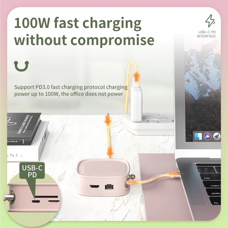 GOOJODOQ Handbag Series 10-in-1 Multifunctional USB Hub Docking Station 5