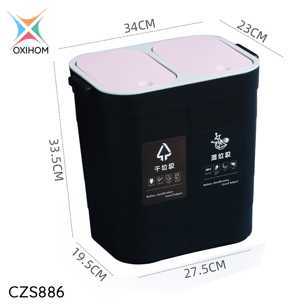 Oxihom Tempat Sampah 2 Lubang dengan Tutup Recycling bin CZS886