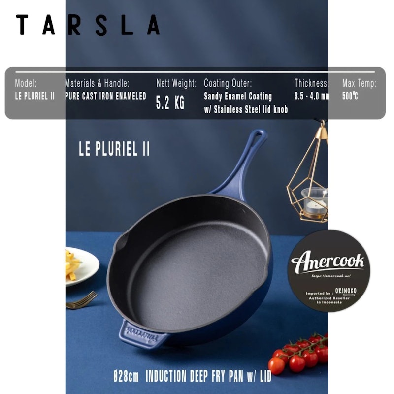 Amercook Le Pluriel II Cast Iron Cookware Non-Stick Deep Frying Pan 2