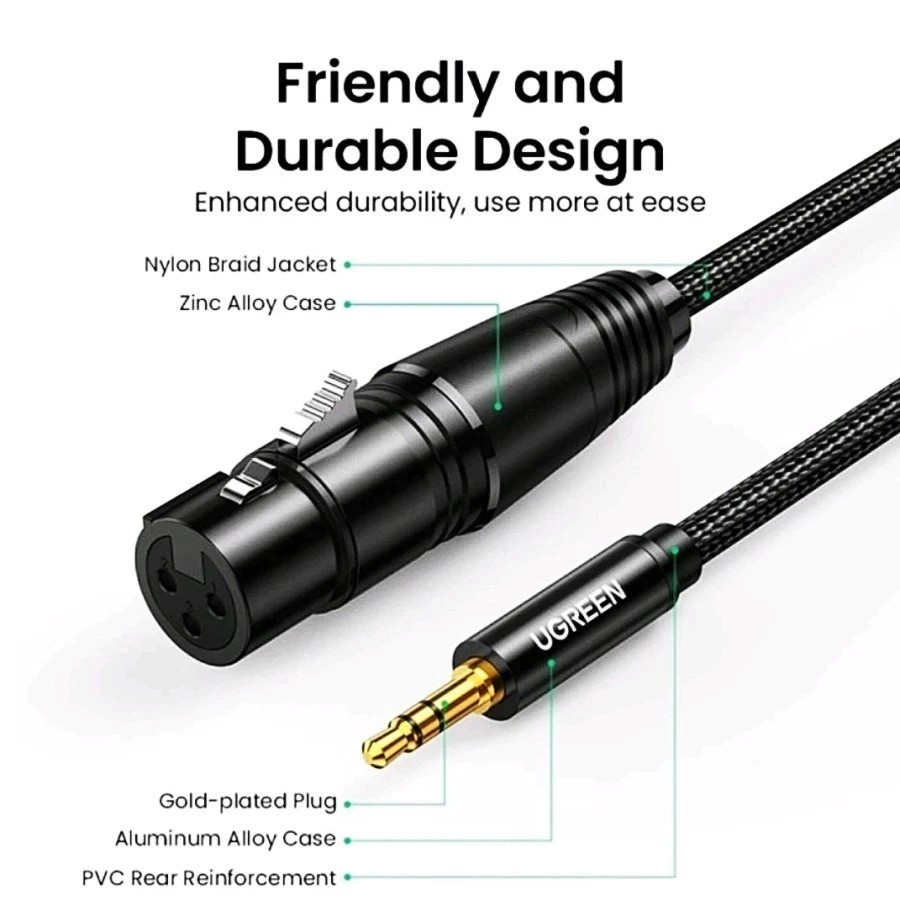 Ugreen Kabel XLR Microphone Female to Aux 3.5mm 4