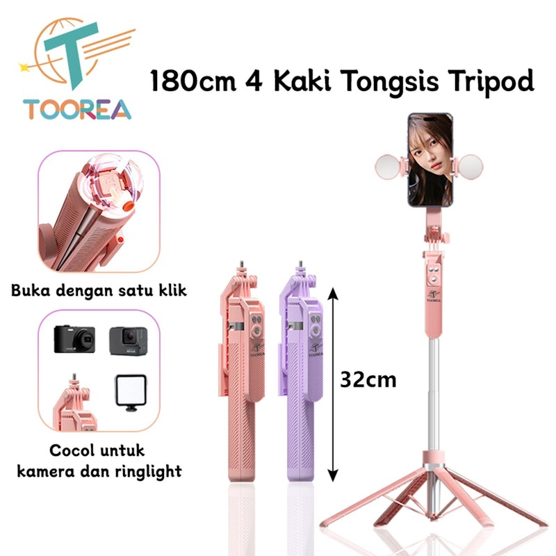 TOOREA Tongsis Tripod Selfie Stick 4-Leg 5