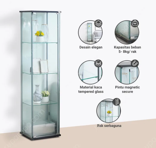 Informa Newvy Curio Lemari Pajang Kaca 4 Tingkat