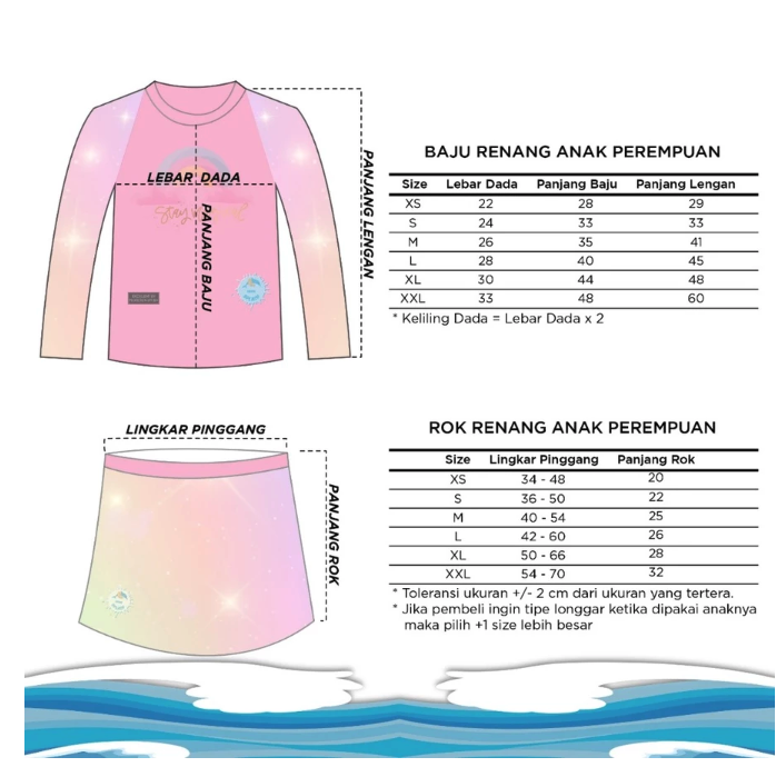  Kiddie Splash Baju Renang Anak Perempuan UV Protection