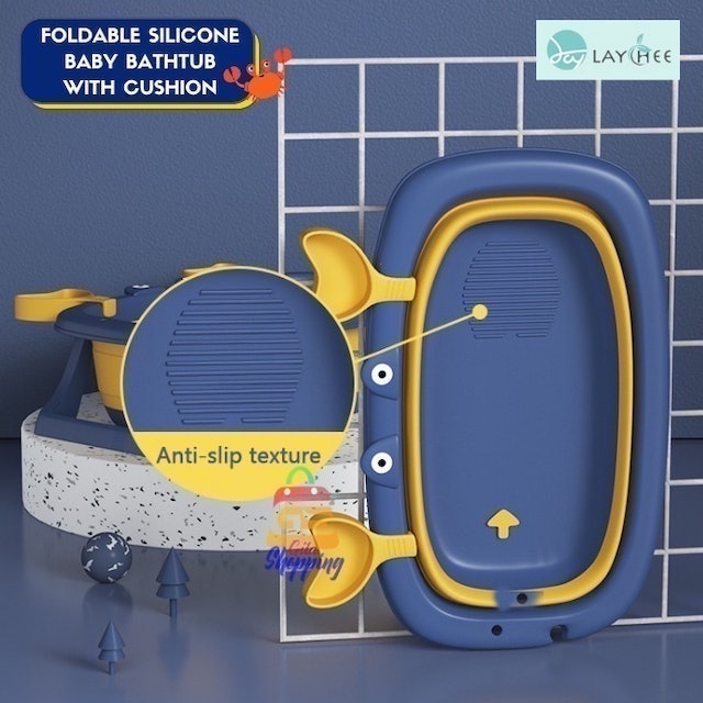 Laychee Bak Mandi Lipat Bayi + Matras Silicone Foldable Bathtub Crab