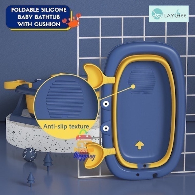 Bak Mandi Lipat Bayi + Matras Silicone Foldable Bathtub Crab 5