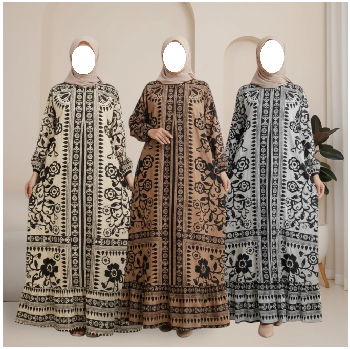  Batik Prass Daster Lengan Panjang Kekinian Kancing Depan