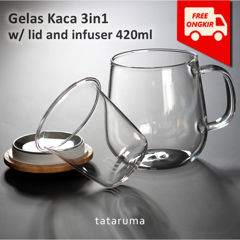 Tataruma Gelas Teh Kaca 3in1