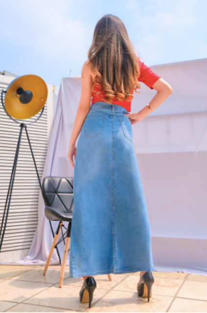 Highwaist Rok Jeans Panjang