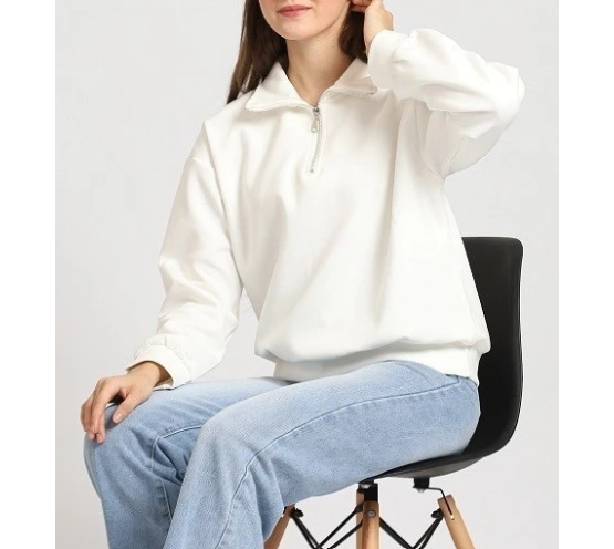  ADA Sweater Zipper Kerah Polo Basic #6A34