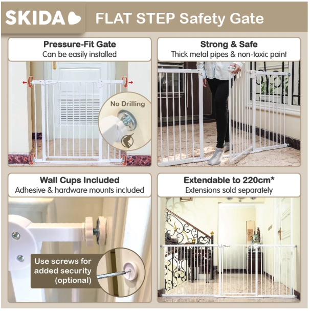 SKIDA Flat Step Safety Gate