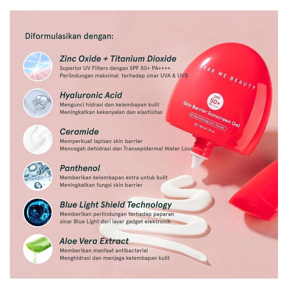 Garland Cantik Indonesia Dear Me Beauty Skin Barrier Physical Sunscreen SPF 50 PA++++