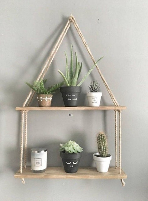 GUNINCO Amtali 2 Rak Dinding Gantung Makrame