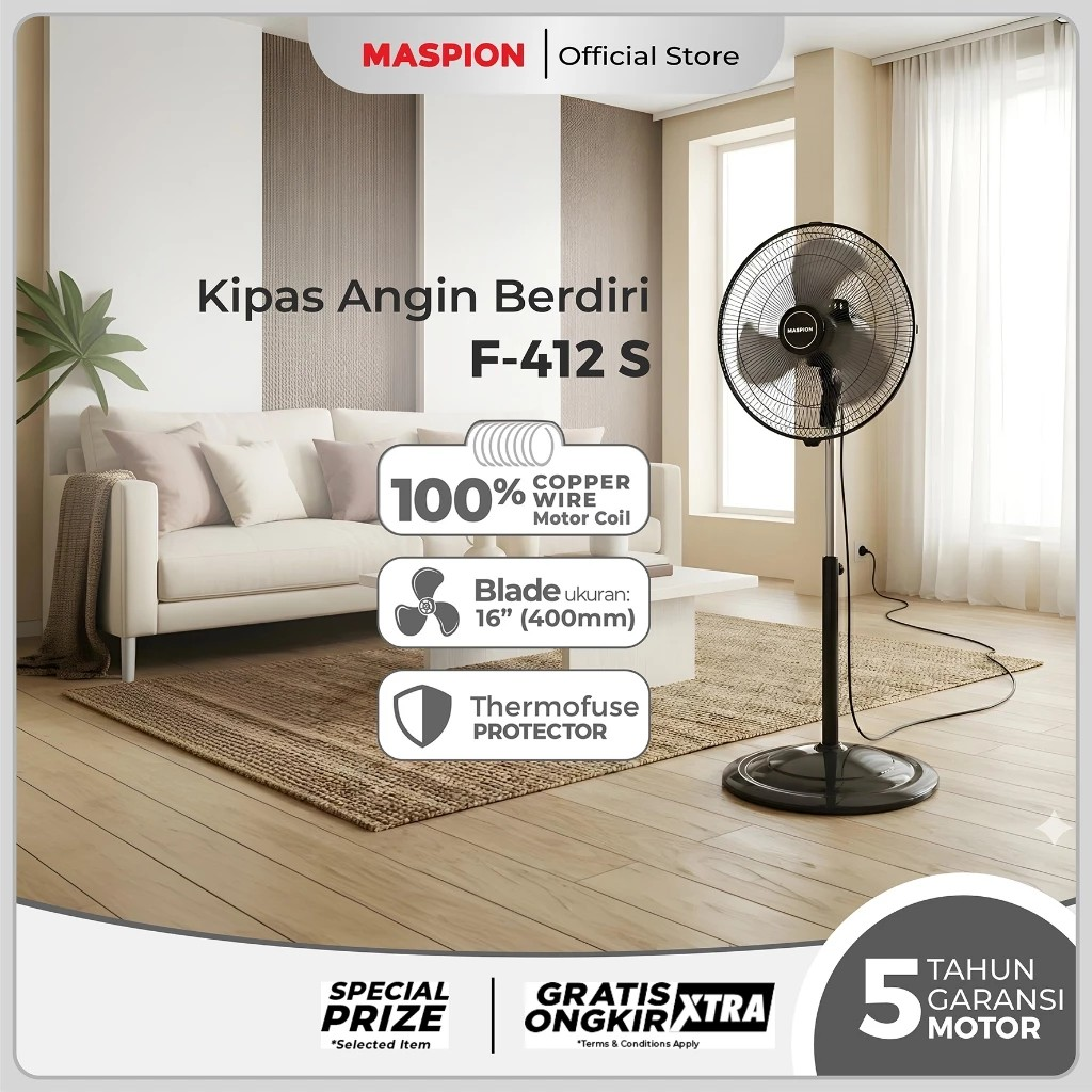 Maspion Group Maspion Stand Fan Kipas Angin Berdiri 16 Inch  F-412 S