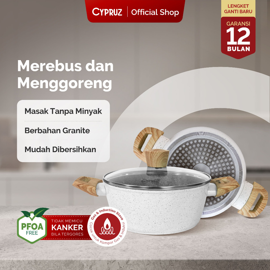 Cypruz White Granite Series Casserole Pan 2