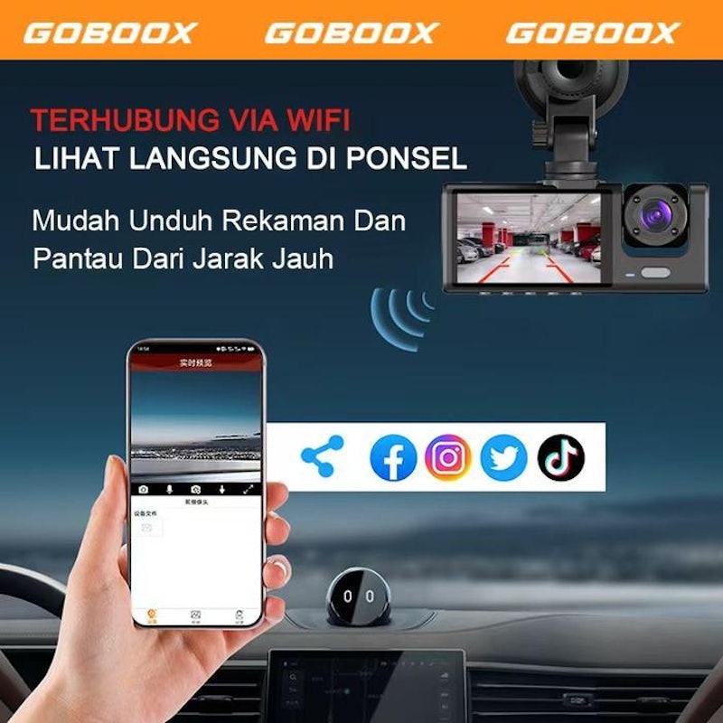 GOBOOX 3 Lens Dashcam Mobil 2
