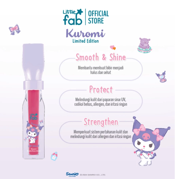 Fabindo Sejahtera Little fab kids Lip Shine Kuromi 