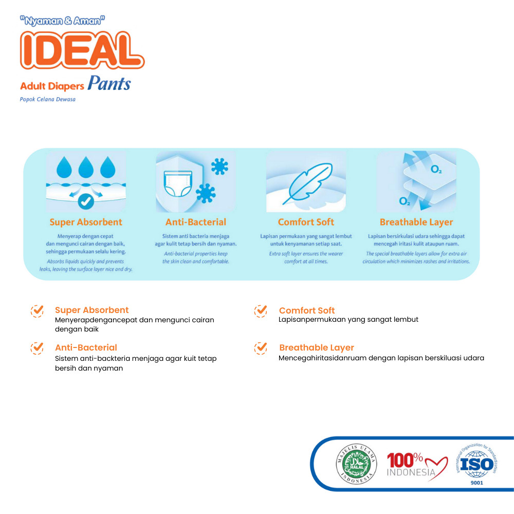 Aman Indah Makmur Ideal Popok Dewasa Tipe Celana