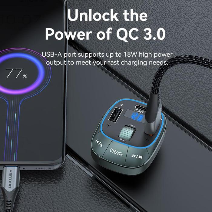 Vention Adapter Car Charger with FM Transmitter 3