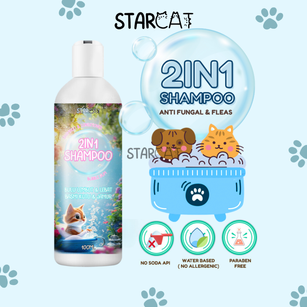 STARCAT  Starcat 2in1 Shampoo Anti Fungal & Fleas Bubblegum