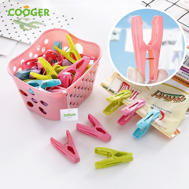 COOGER  Jepitan Jemuran Warna Warni dengan Wadah Keranjang