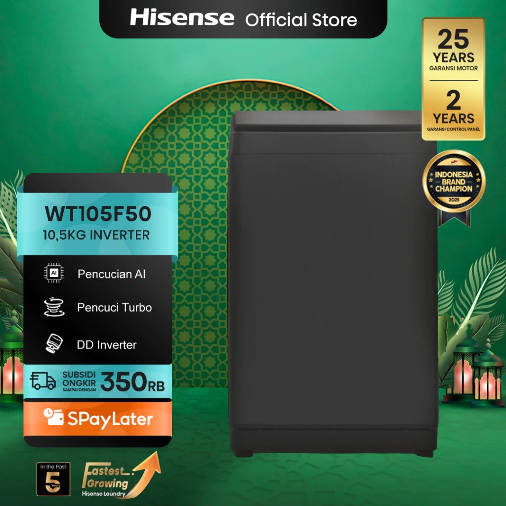 Hisense  Hisense Mesin Cuci Top Loading 10,5 kg  WT105F50 
